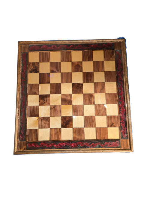 Resin and wood chess board
