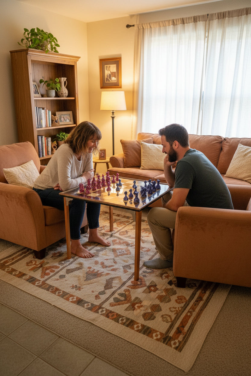 Resin and wood chess board