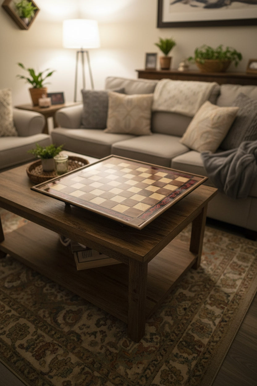 Resin and wood chess board